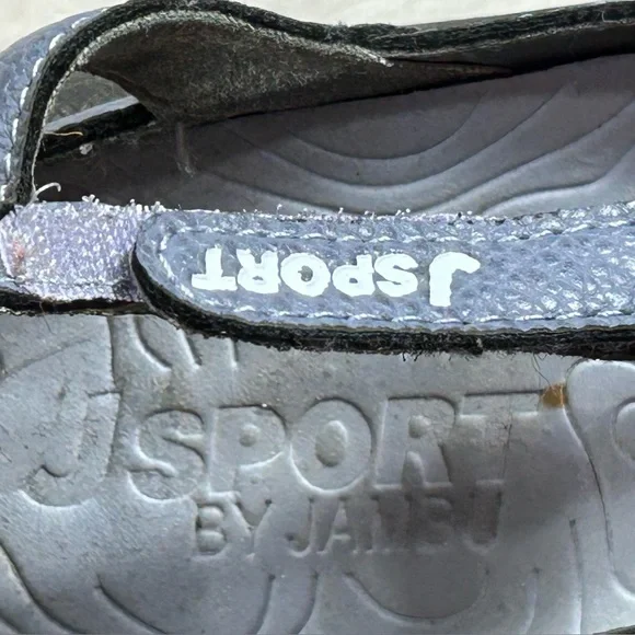 JSport by Jambu Blue Gray Sandals with Petal Design Adjustable Velcro Strap Sz 9 - Picture 2 of 11